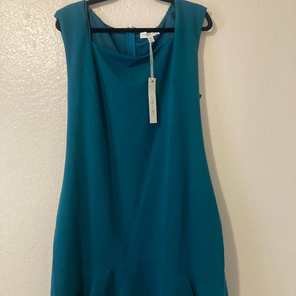 She + Sky Teal Midi Dress